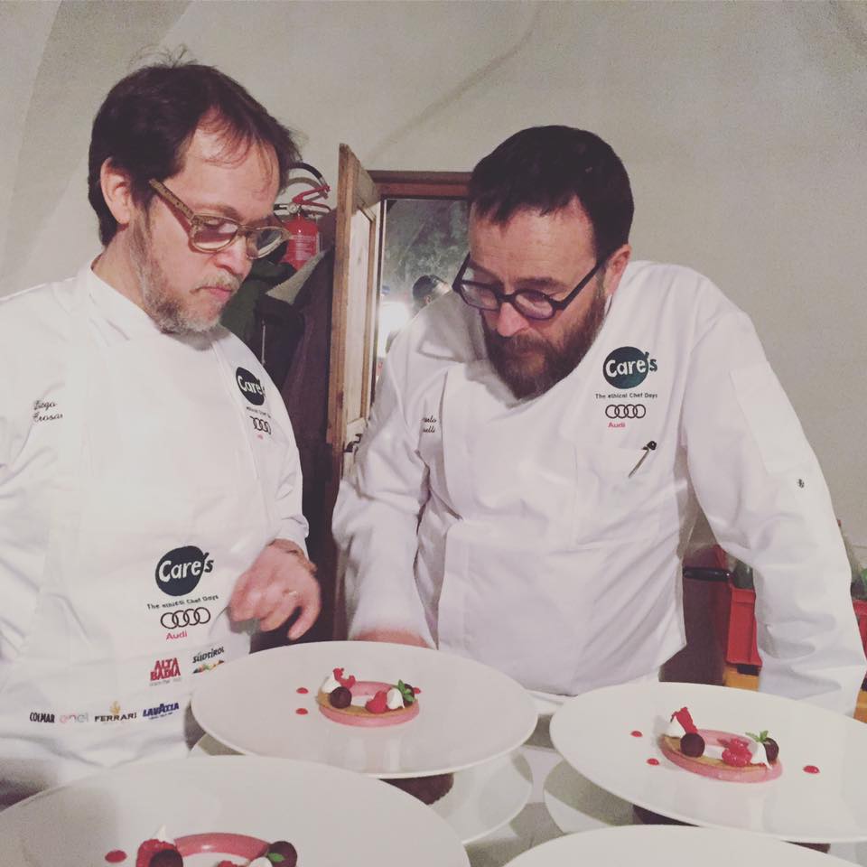 Il mio dessert di fine cena ieri sera a <a href="/EthicalChefDays/">CARE's</a>: #lampone, #rosmarino, #limone, #mandorla, #caffè e #cioccolato.