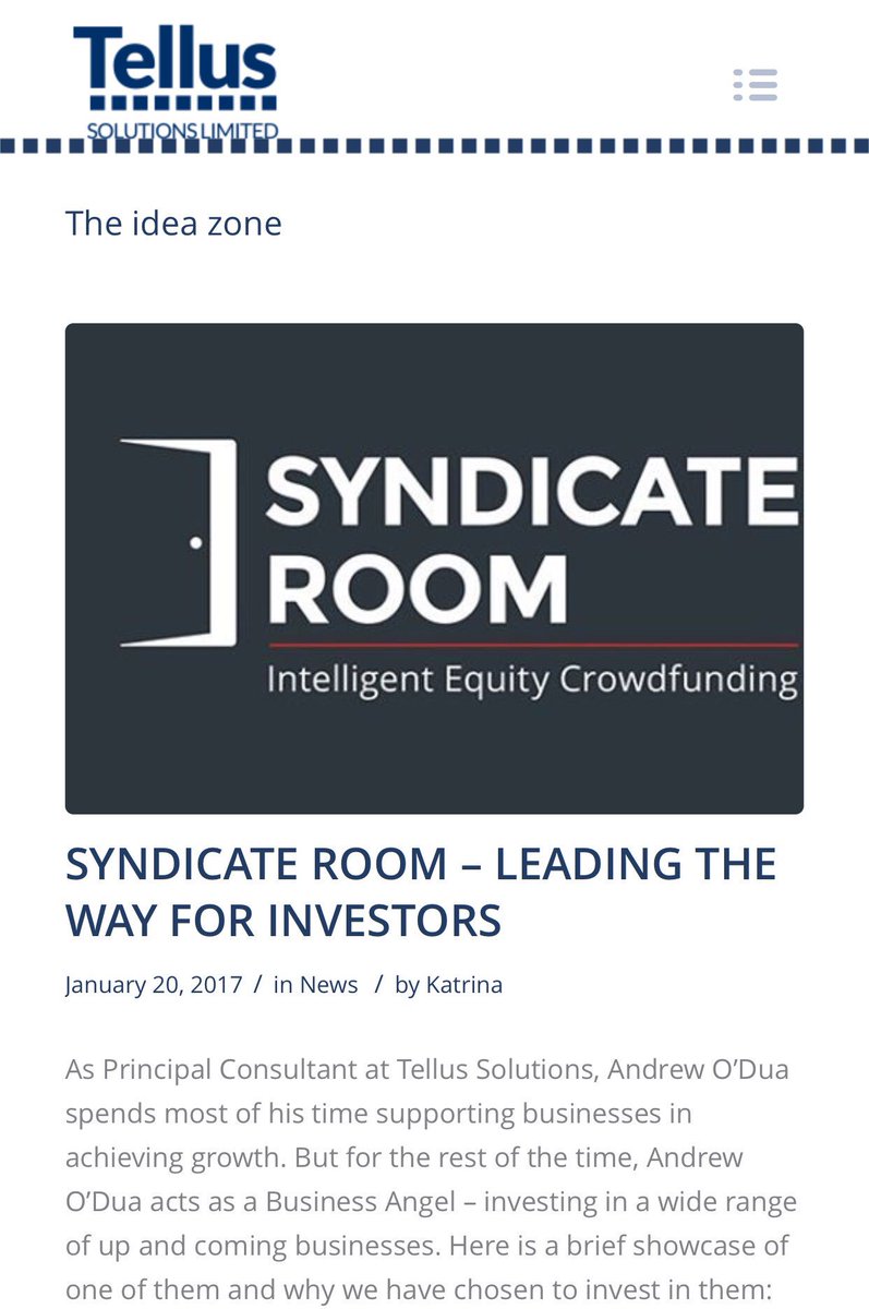 3fourAO's tweet photo. #syndicateroom read all about it on the Tellus Solutions blog site https://t.co/VHwajFuqwj @tellus_solutions #businessangels #entrepreneurs https://t.co/Qcf2t6uGA9