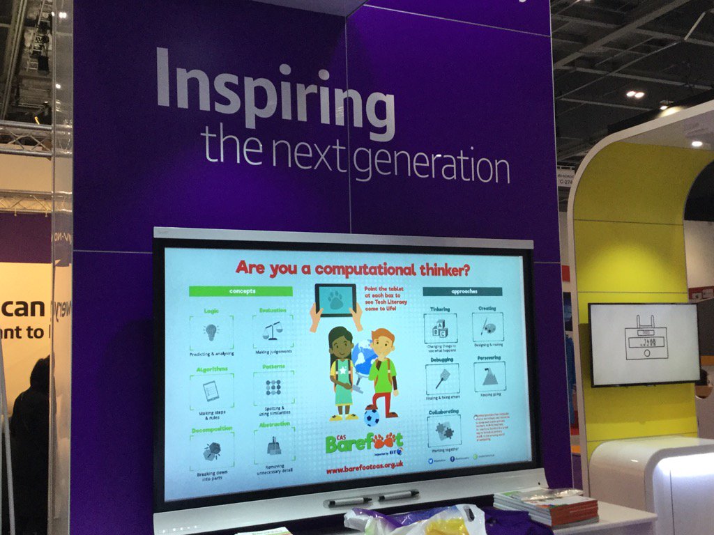 kahayton's tweet image. The team are ready C278. #bett2017 come have coffee #barefootcomputing