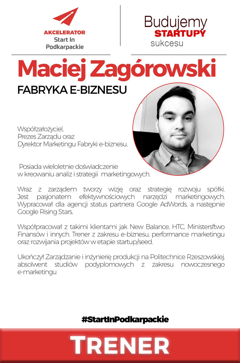AeropolisPPNT's tweet photo. Prezentujemy kolejnych trenerów #AkceleratorStartInPodkarpackie #StartInPodkarpackie #Aeropolis #Startup #Startupy https://t.co/H5yNsOAur3