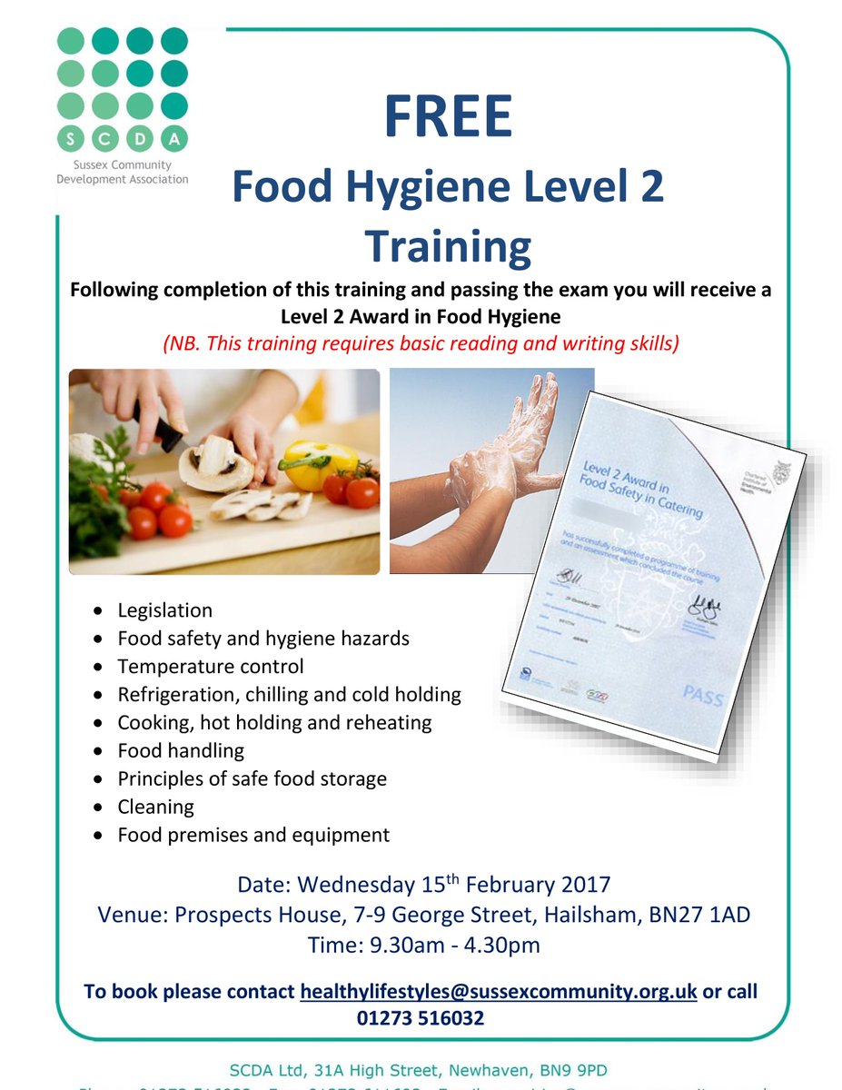 SCDAHailsham's tweet photo. Please share - FREE Food Hygiene Level 2 training running in #Hailsham on 15th Feb. See poster for details on booking. 🍽️ https://t.co/wcMaBqQI0e