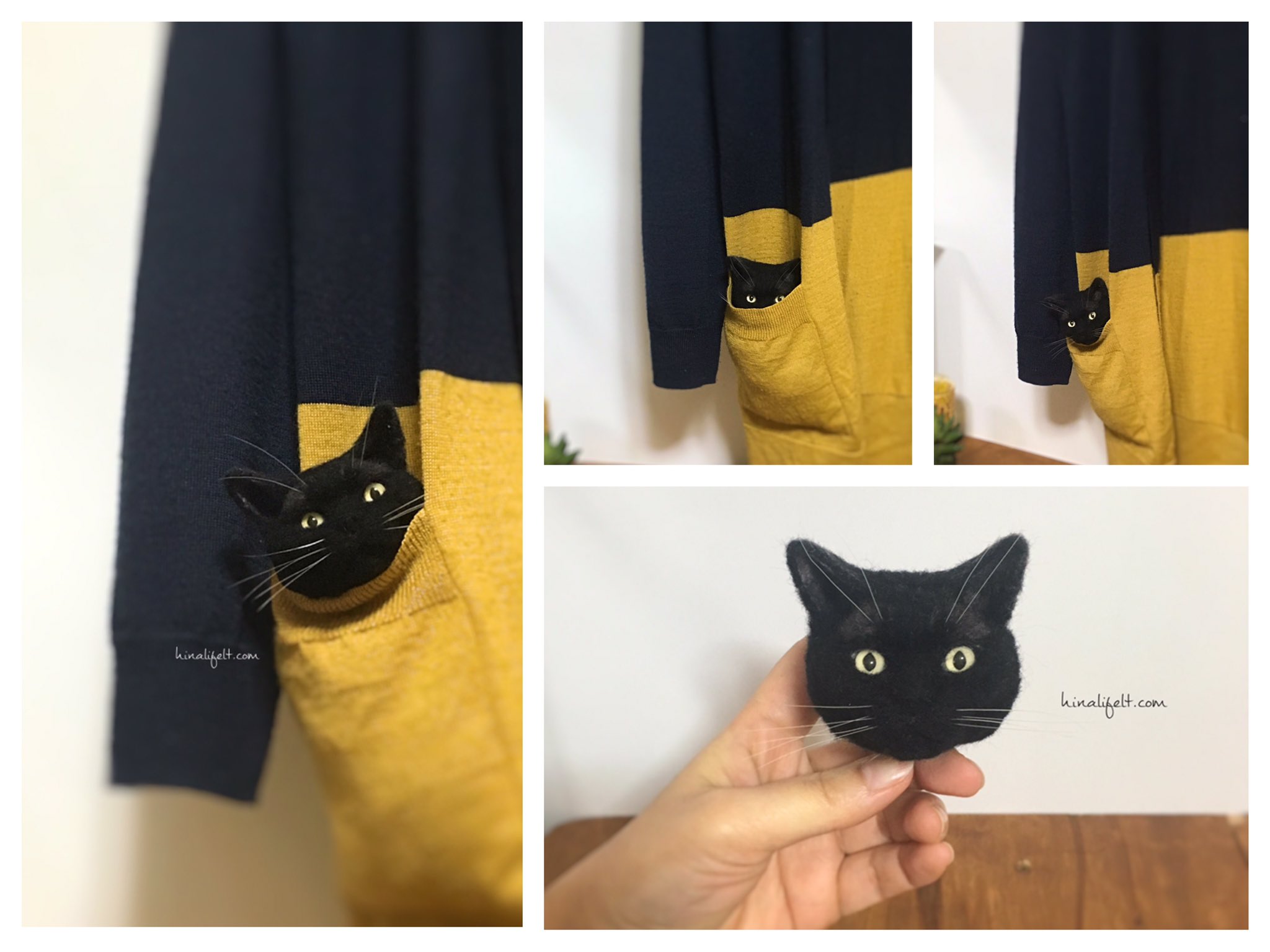 羊毛フェルト・いちご大好き黒猫みぃちゃん お買得 - その他