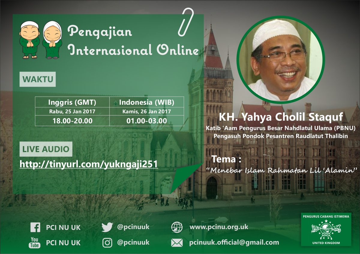 pcinuuk's tweet photo. Pengajian Online dengan tema Menebar Islam Rahmatan Lil 'Alamin di https://t.co/Y7Xwc9fJY3 
#pengajian #yukngaji  #pcinu #pcinuuk https://t.co/3OQHA1uGiF