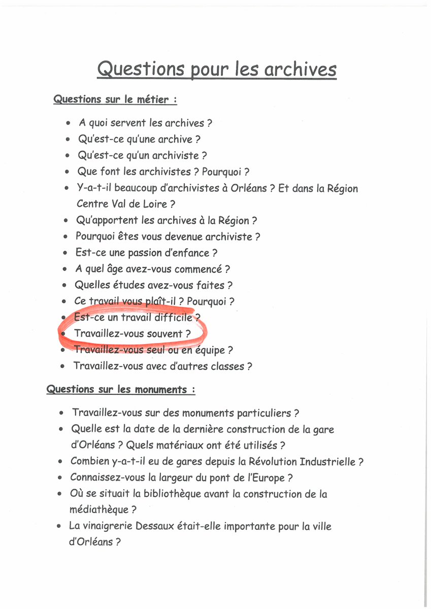 #AskAnArchivist Demain, nous recevons une classe de CM1, et certaines de leurs questions nous intriguent déjà ! 😄#viedarchiviste #tropmimi !