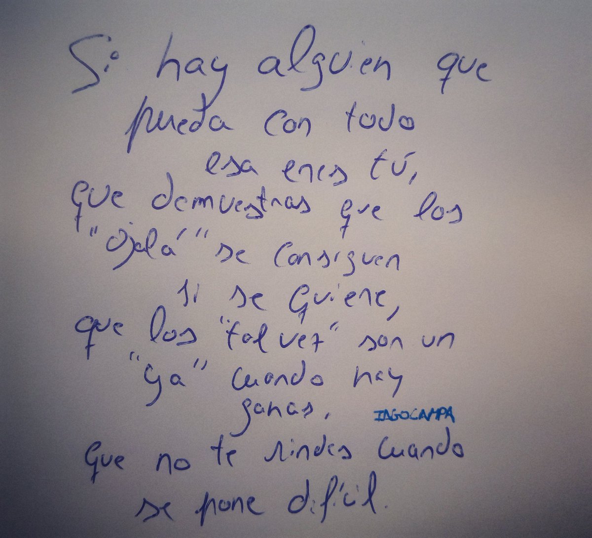 No te rindes cuando se pone difícil.