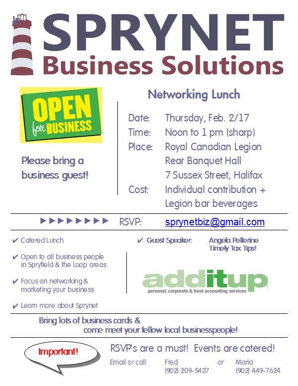 SprynetBiz's tweet photo. As of Jan 24/17 We are now 40 members strong!  Join us for Lunch 'N Learn if you are a business owner in Loop communities!  RSVP! #SpryNet https://t.co/YZH2uat4lJ