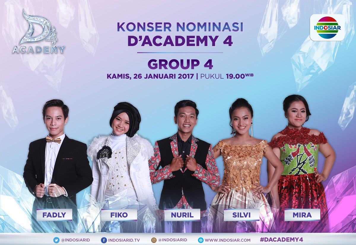 Saatnya Grup 4 yang akan unjuk gigi malam nanti di Konser Nominasi #DAcademy4, pukul 19.00 WIB!