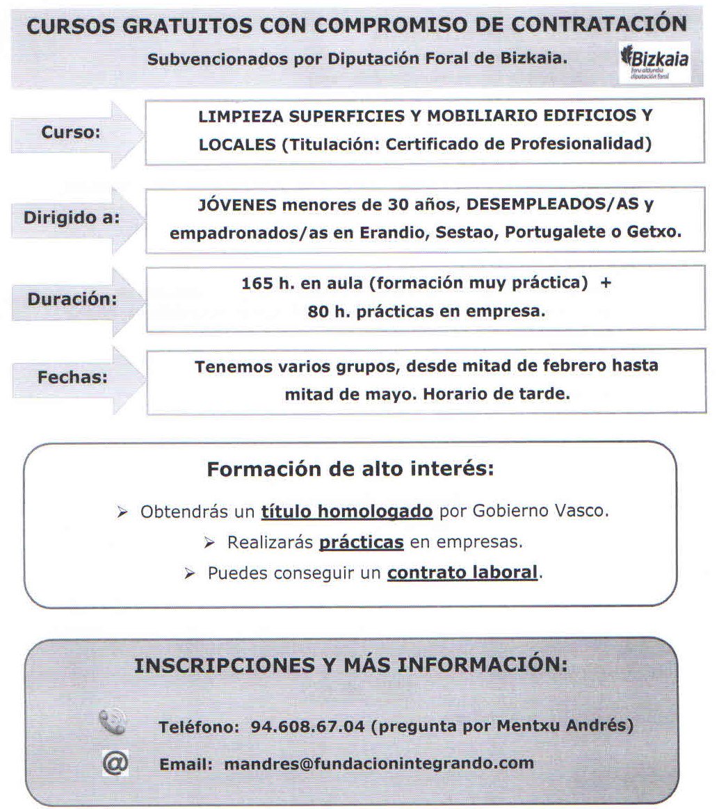 FunIntegrando's tweet photo. Cursos gratuitos con compromiso de contratación subvencionado por Diputación Foral de Bizkaia. No te los puedes perder! https://t.co/1AAYwA8kr7