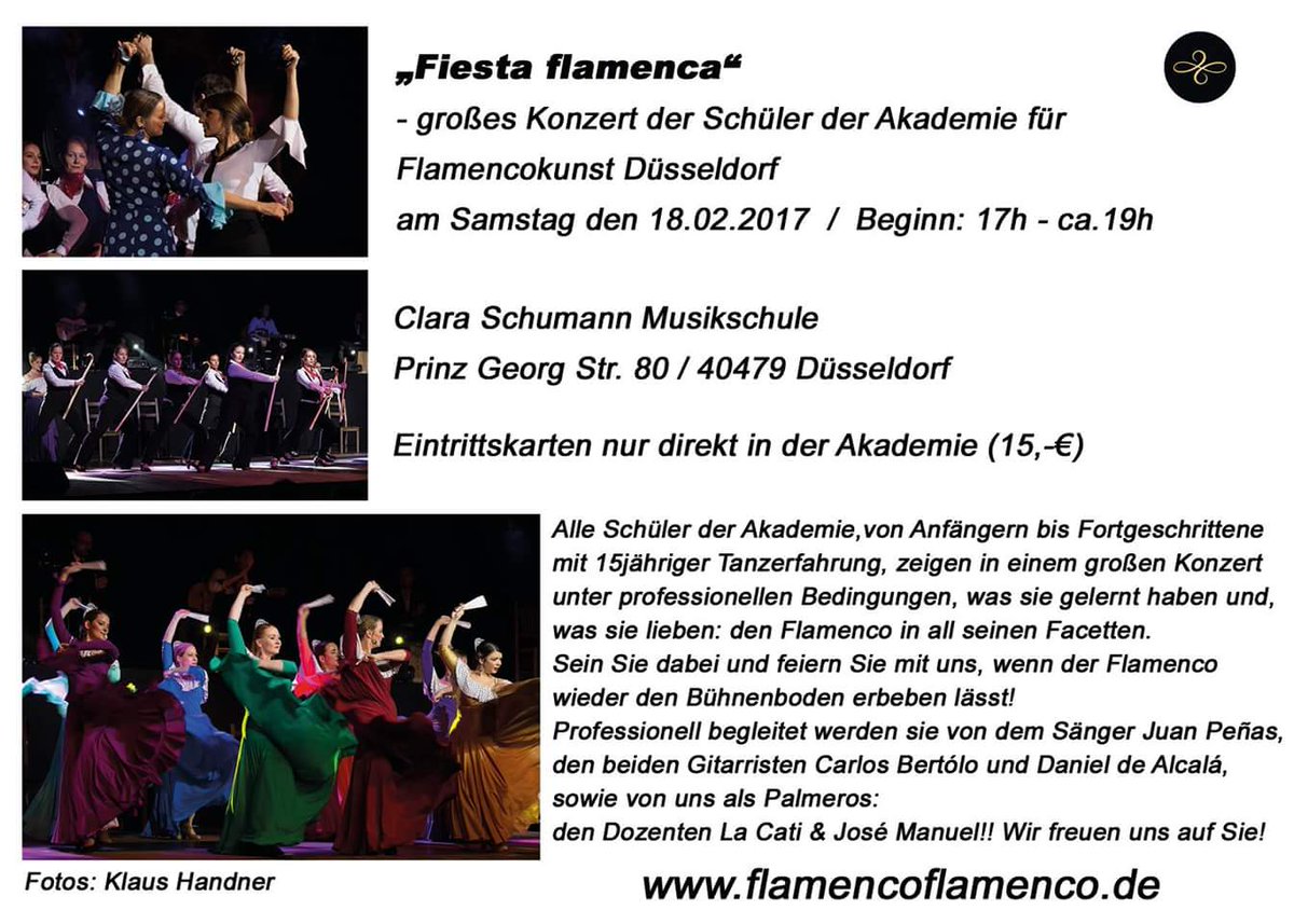 FlamenCati's tweet photo. #infos #fiestaflamenca2017 #akademiefürflamencokunst #Duesseldorf 💕👌😊 https://t.co/3lnAjRNGRv