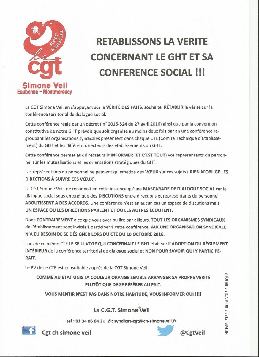 CgtVeil's tweet photo. En réponse au tract de la CFDT local la Cgt Simone veil répond https://t.co/kWa7Qx6UIj