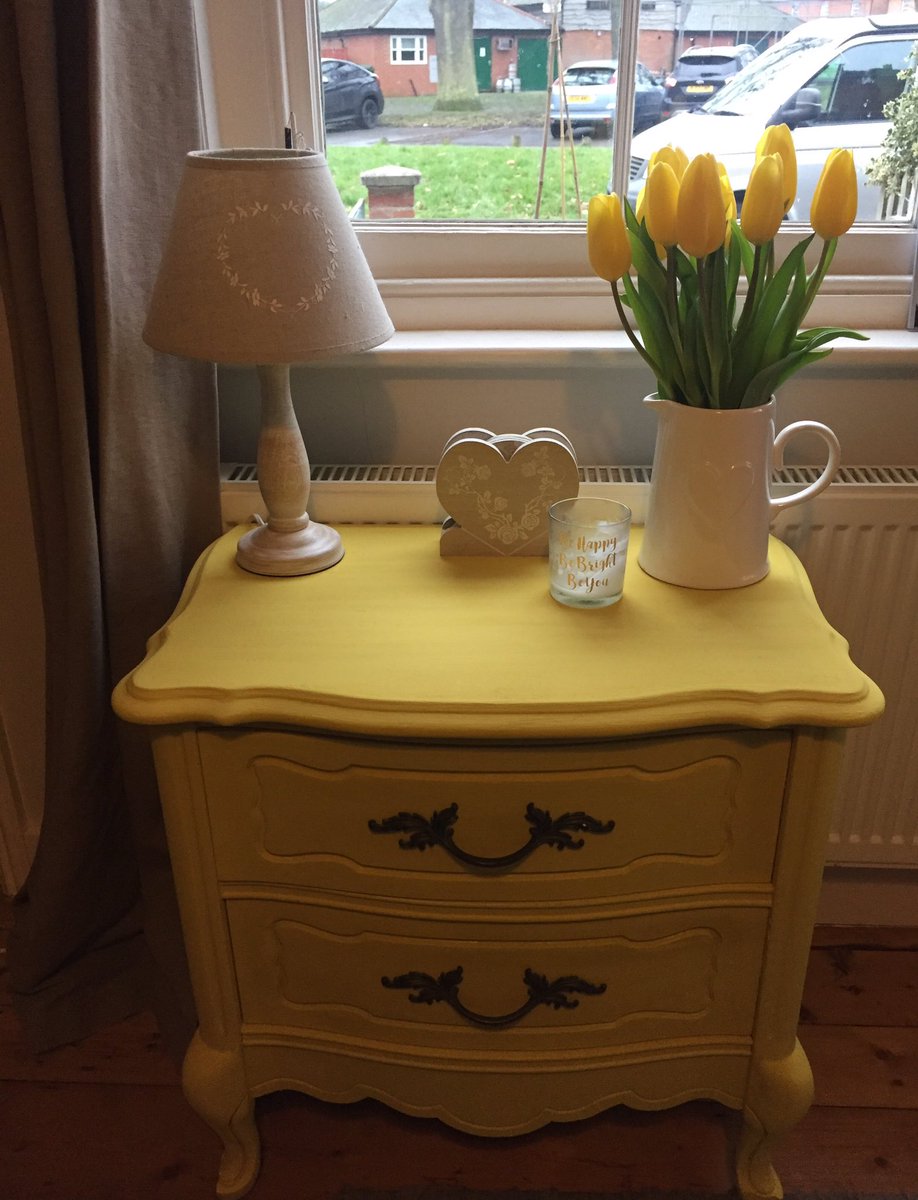 homeofchalk's tweet photo. We also now have this #french #vintage #bedsidetable available painted in beautiful #englishyellow @anniesloanhome https://t.co/Yfh7jaN9ai