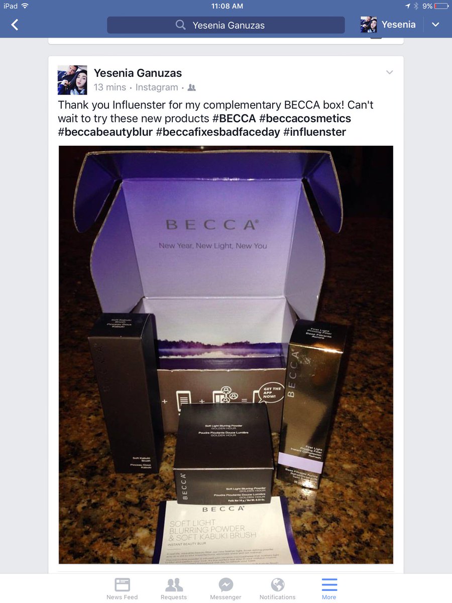yesyganu's tweet photo. Can't wait to try my new products thanks yo influenster!! BECCA cosmetics https://t.co/YKmbO1bZLw