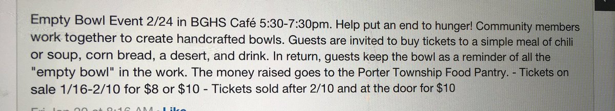 BGstuco's tweet photo. Empty Bowl Event Information! https://t.co/XyZHTPtLlE
