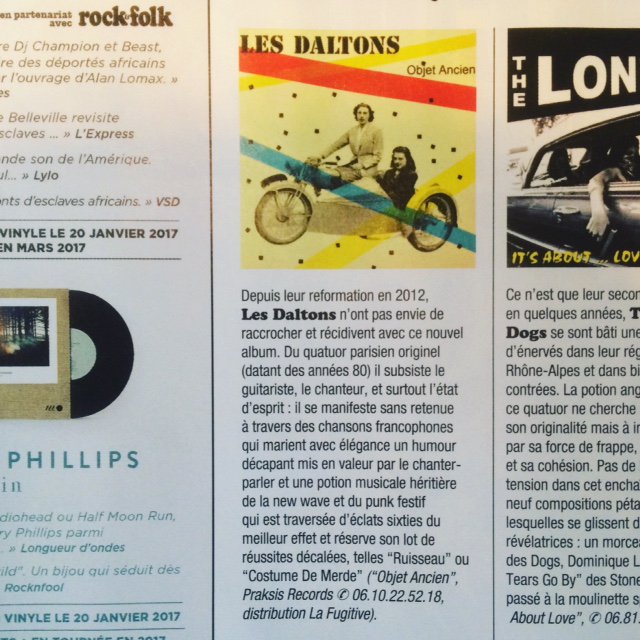 Les Daltons sont dans Rock’n’Folk ! « Une potion musicale héritière de la new wave et du punk... » #rock #fier #underground #daltons