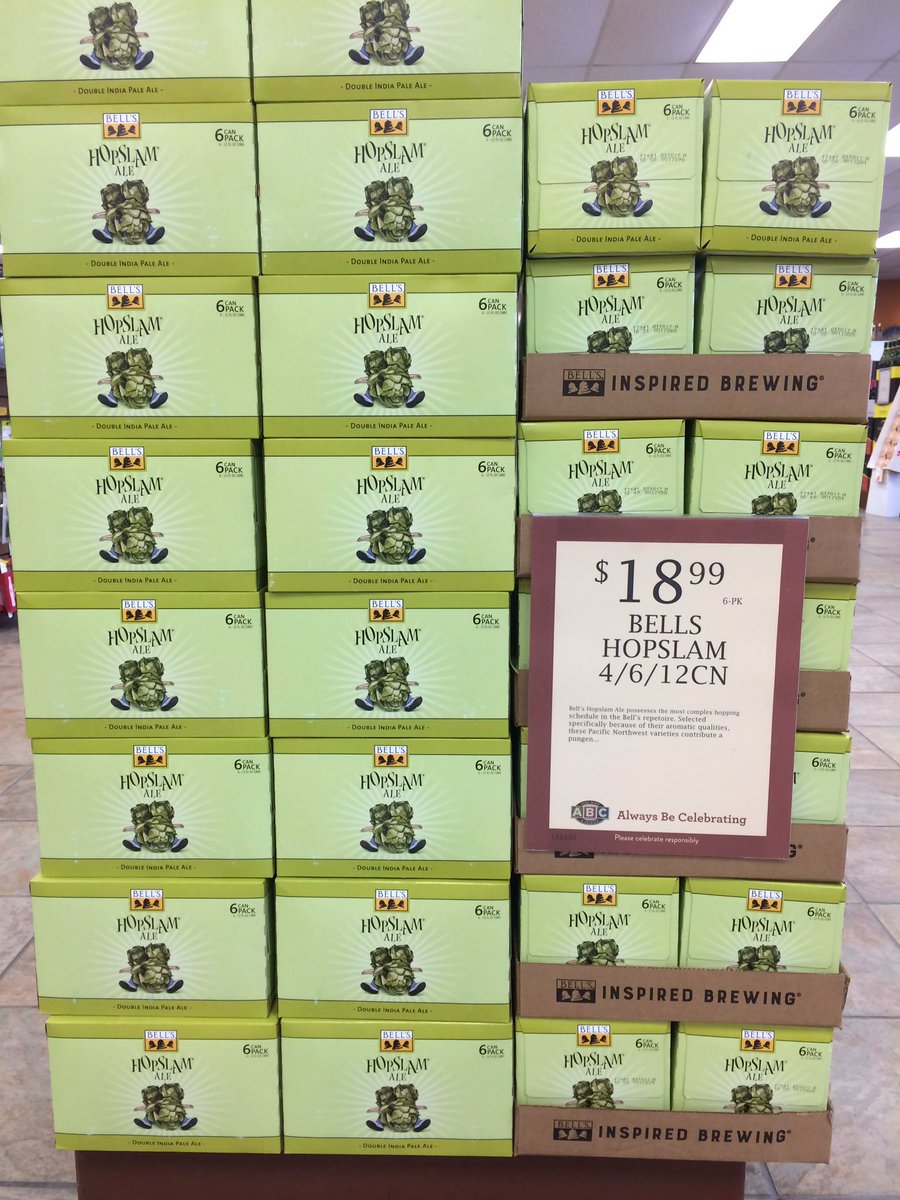 abcbeerdalew's tweet photo. It's that time of year again😋 @BellsBrewery #hopslam is now out!! Supplies going fast! https://t.co/ooXWna0xGQ