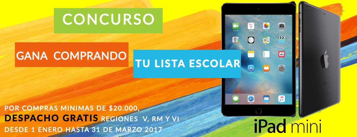 RedOffice_'s tweet photo. Recuerda que comprando Tu Lista Escolar, estarás participando por un Ipad Mini de 32 GB, https://t.co/t2ldCYdgrM https://t.co/ffKJNoCVZm