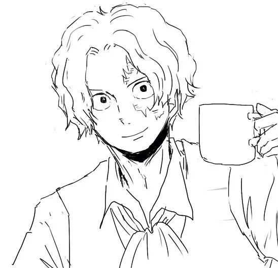 リクの漫画描いてるんですが、明日からまたしばらく描けない日が続くので今日描いたサボのコマだけ上げときます(^・^) 