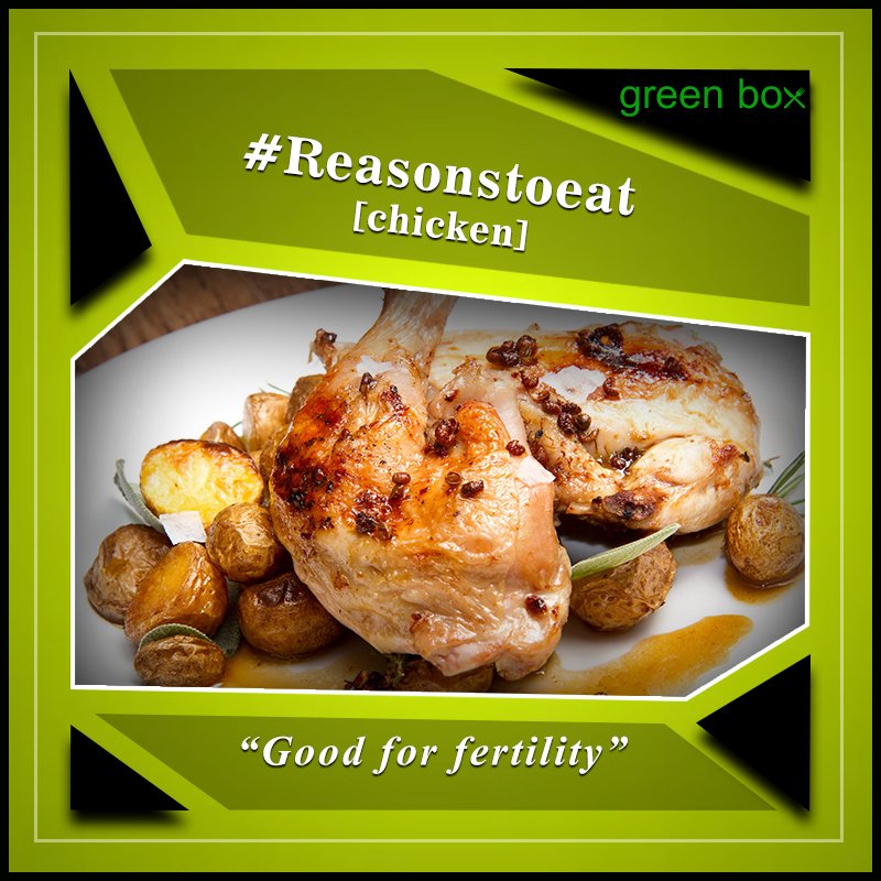 GreenBoxIN's tweet photo. Reasons to eat chicken.
#Greenbox #vashi #Reasonstoeat #chicken #Goodforfertility #chickenlovers  #ChickenHour https://t.co/ZINIGjNaZ1