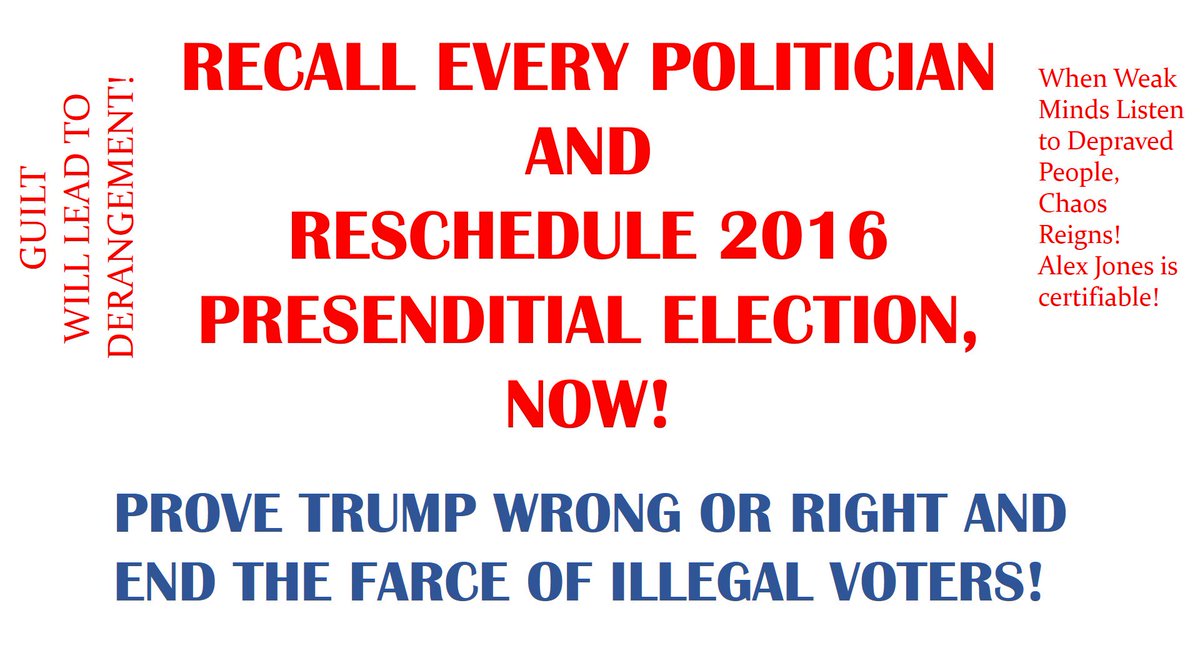 educatormary's tweet photo. Recall elected officials & #RESCHEDULE2016ELECTION to stop the lies! END THE FARCE OF #alternativefacts by #TrumpandTeam #guiltisruling https://t.co/yx6vDglPCk