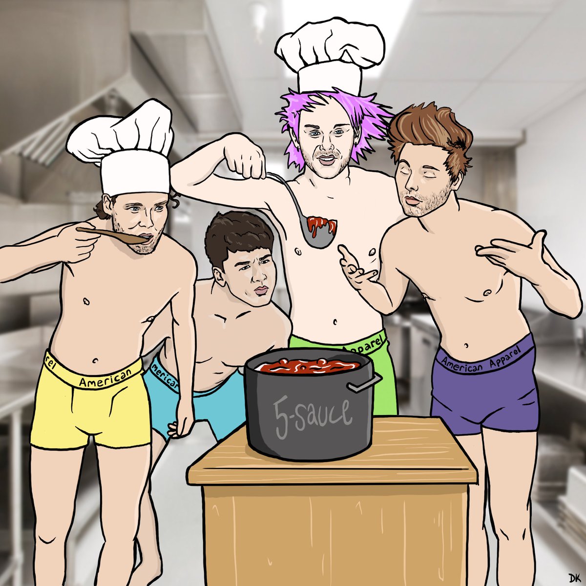 iHeartRadio's tweet photo. Our boys @5SOS are cooking up their secret sauce for the #5SOSFam on this @tacobell #BestFanArmy voting spree day! #iHeartAwards 5SOS Day! https://t.co/nQ3wt1acYA