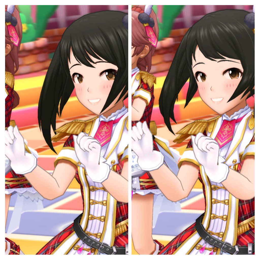 にこでここ しゅがはとグラブルのやべーやつ Auf Twitter ３dモデル比較 Ssr化により中野有香ちゃんのモデルが大幅に修正されました ２４日には響子ちゃんや茜ちゃんなど他のアイドルも微妙に修正がきています 髪の長さも変わっており 新のほうが長くなって