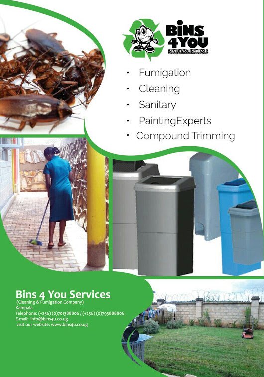 AliKigongo's tweet photo. Are you stuck and looking for cleaning and pest control company in Kampala , you need cleaners? look no further than Bins 4 You services . https://t.co/Yn5pgr72ZQ