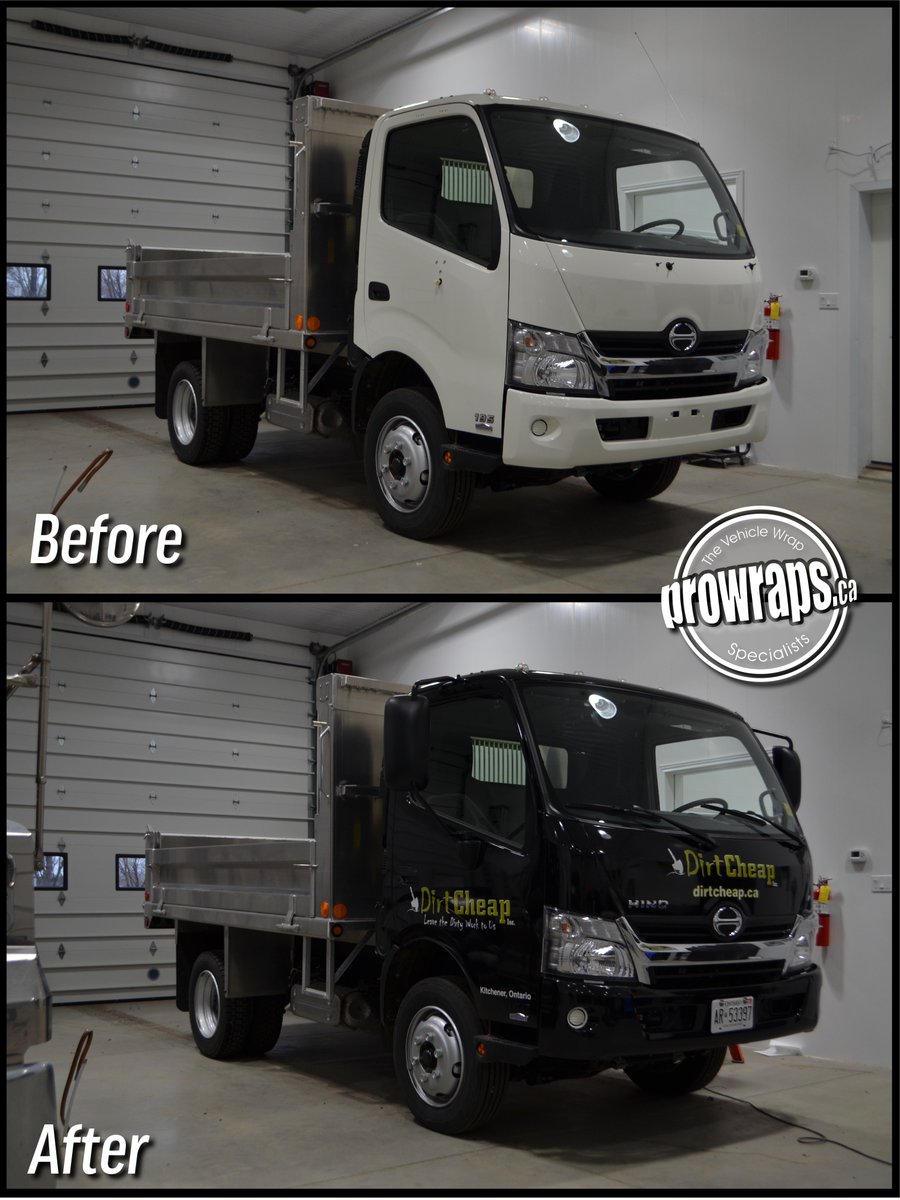 ProWraps_ca's tweet photo. Before and after the white to black #ColourChange for @DirtCheapInc! #3MWraps #1080Wraps #WrapYourRide https://t.co/2cu3inVvDl