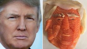 skd852's tweet photo. People in Asia have been using fish to recreate @realDonaldTrump 😂 Just like the real guy, they didn't go down well! #alternativefacts #yuck https://t.co/2eHN1jgGiA