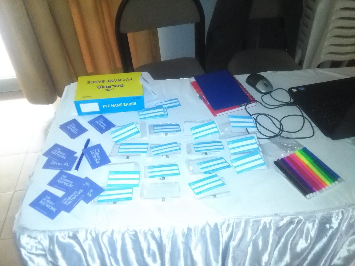 kbnUganda's tweet photo. Registration table is set. Join us at 6pm for the #businessnetwork @KatiKatiug  for an evening of fun, food, business and charity. Fee:50K https://t.co/zYslcSuflG