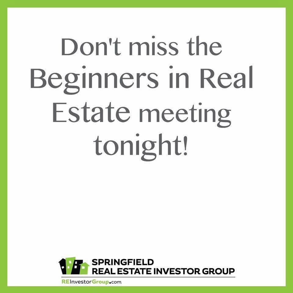 REInvestorsSGFD's tweet photo. Getting started in #RealEstate or want to learn more about it?
JOIN us for Beginners Group w/ networking at 5pm, &amp; meeting at 6pm. #REIGroup https://t.co/HH1CxK4x6E