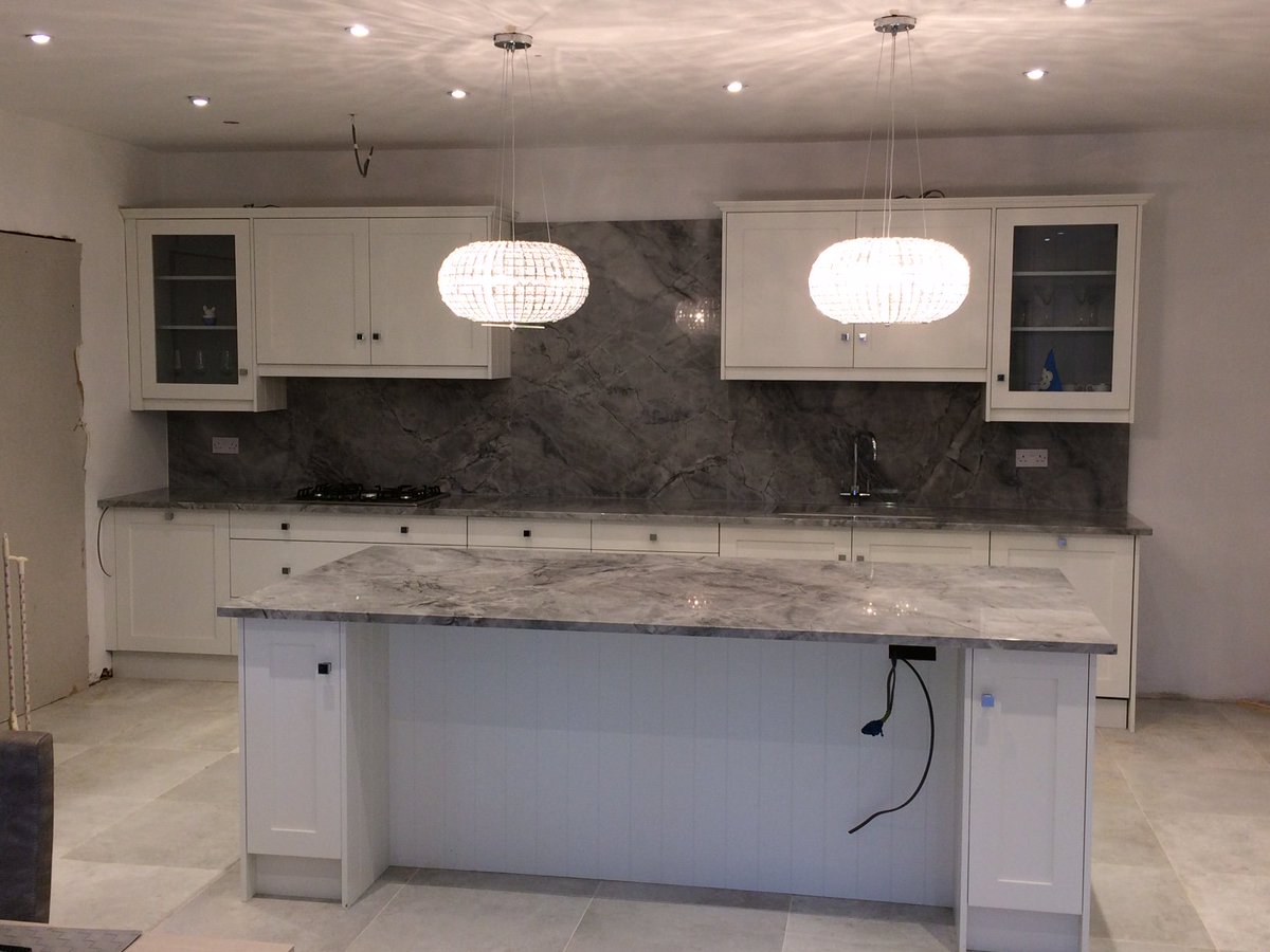 rossistone's tweet image. Work in progress - Beautiful Bianco Eclipsia natural quartzite worktops being installed in Surrey yesterday #worktops #stone