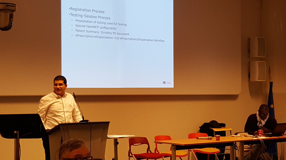 alexanderberler's tweet photo. Abderrazek Boufajha from @IHE_Europe team talking on the use of @IHE_Gazelle  as the testing framework for the ehealthDSI #openNCP  bootcamp https://t.co/yB2JqW4Eo8