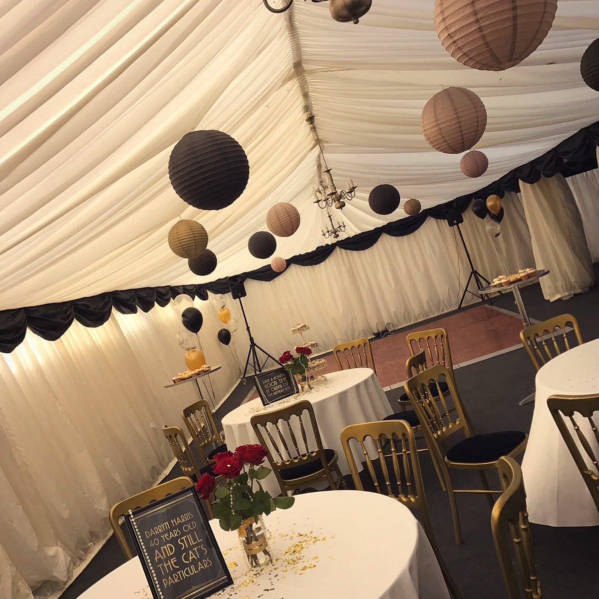 1920's themed birthday we provided the marquee for last weekend, the parquet dance floor and lanterns looked great #lanternlove #eventprofs