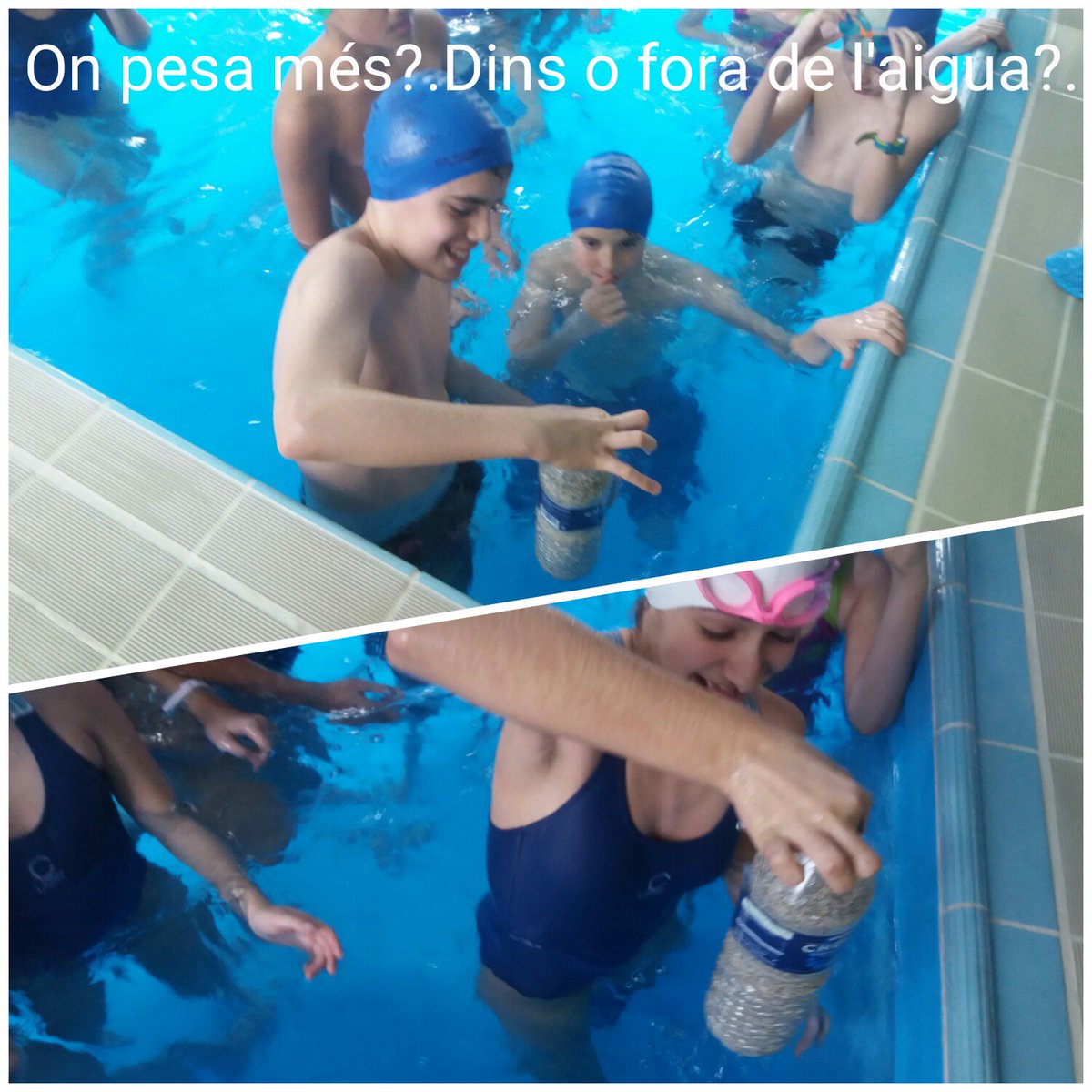 Els alumnes de 6è, han provat, a la piscina de l’escola «el principi Arquimedes» amb la col·laboració de  <a href="/UdAndorra/">Universitat d'Andorra</a>.