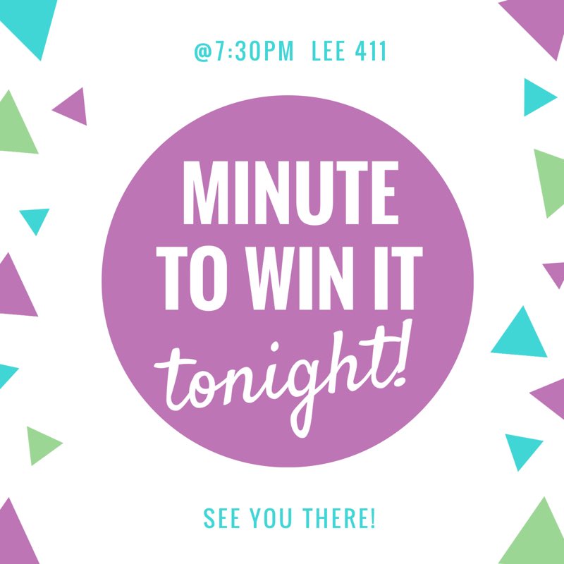 umwiv's tweet photo. Minute to win it is tonight! Come on out for a fun game night at 7:30 in Lee 411! https://t.co/VN0onygJLx