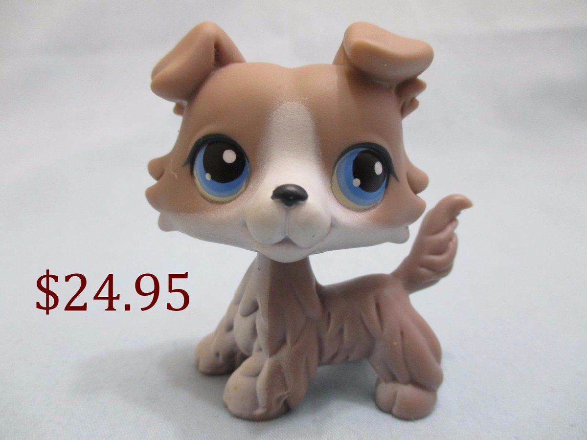 New #67 Rera Littlest Pet Shop Grey Tan Brown Collie Dog Puppy Blue Eyes LPS 