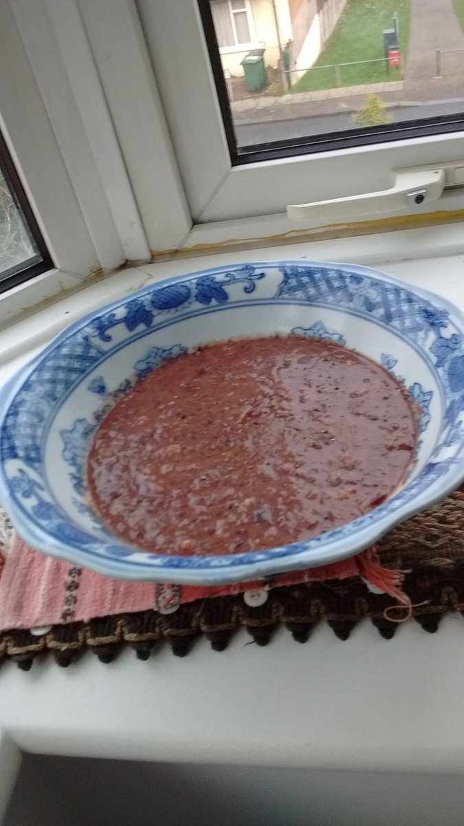 nikone3na's tweet photo. My fave soup is of course soup du jour, but I love this one too, #Lobiani, a #Georgian soup with red beans and walnuts. https://t.co/ZXwucjtsE2