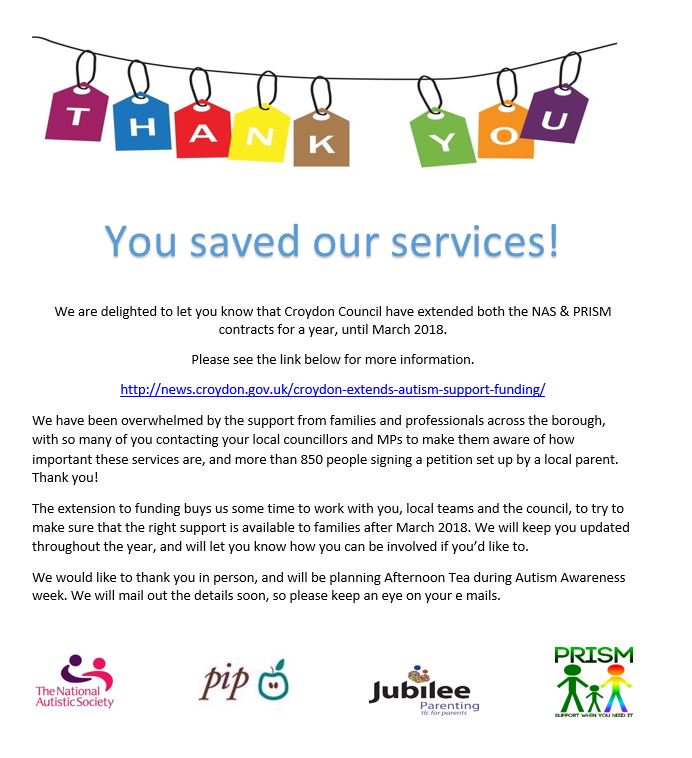 informingcarers's tweet photo. Wonderful news from NAS Croydon and other PRISM organisations about the #SavePRISM appeal - thanks to all who supported https://t.co/rTOAd2mdql