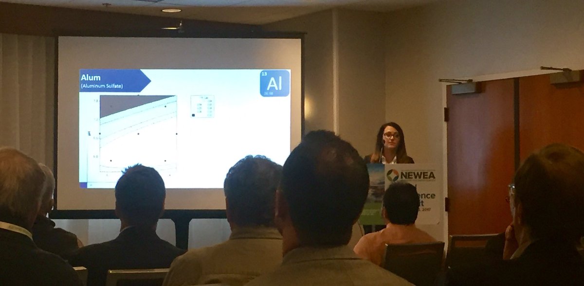 CDMSmith's tweet photo. Phosphorus &amp; metals talks are 🔥 at #NEWEA. Maureen Neville &amp; Allie Bowen share work w/ @ubwpad to a full house at #NEWEA. #WaterPartnership https://t.co/47RPwgqlSV