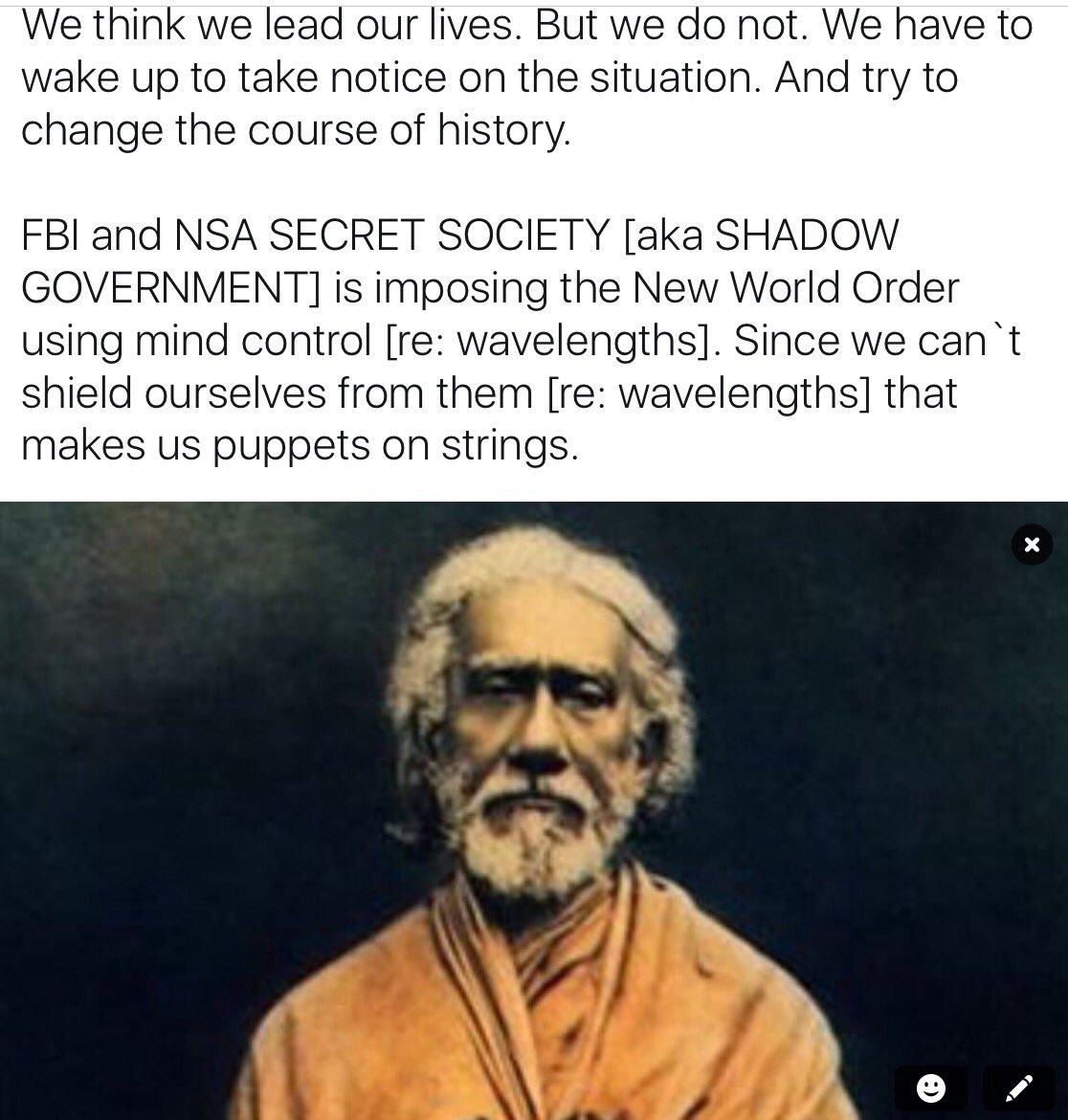 JasonJerome's tweet photo. 💌📬 We have to wake up 2 take notice of the situation. ~Swami Sri Yukteswar Giri
#wavelength #wavelengths #humanprogramming #newworldorder https://t.co/AS6EXzu065