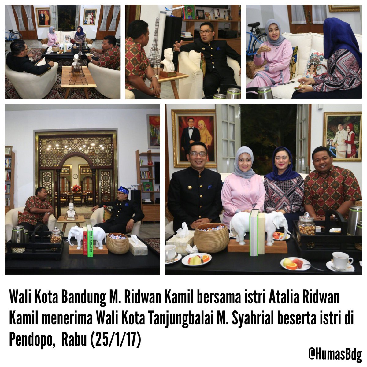 halo_bandung's tweet photo. Wali Kota Bandung @ridwankamil bersama istri @ata_lia menerima Wali Kota Tanjungbalai M. Syahrial beserta istri di Pendopo,  Rabu (25/1/17) https://t.co/jGGgSet5e4