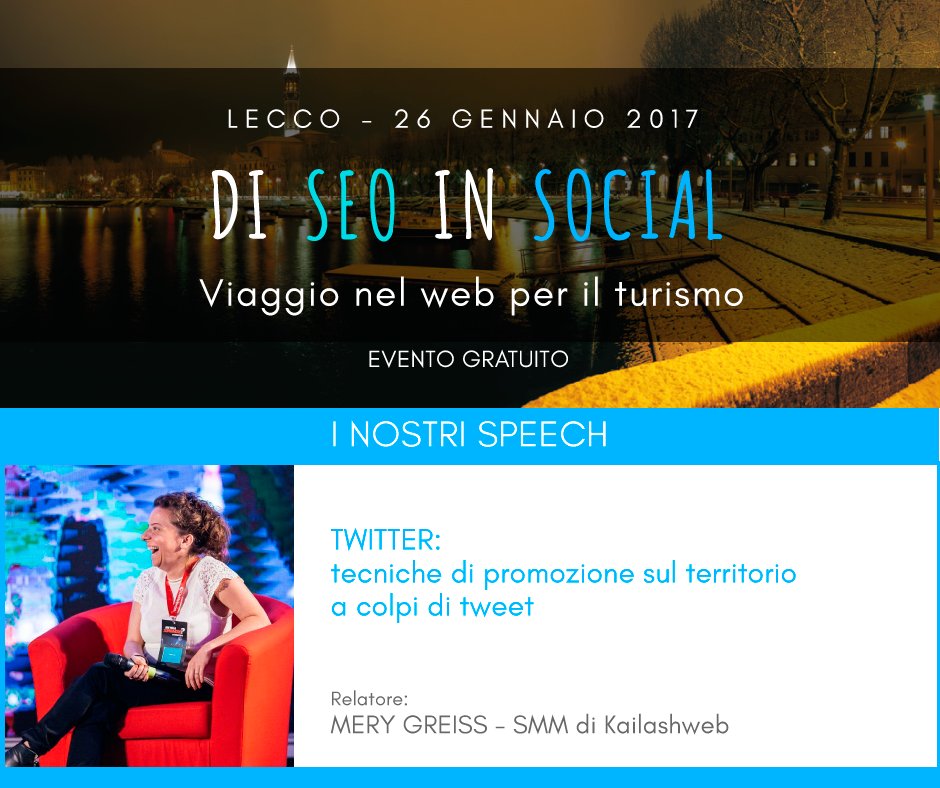 iosonolacora's tweet image. Domani la mia socia @merygreiss vi svelerà le potenzialità di Twitter nella promozione turistica! 👉 goo.gl/JS91dT
#⃣ #DigitaLecco