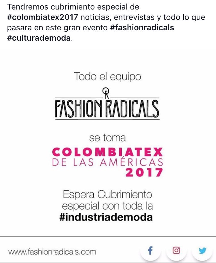 camilogvillegas's tweet image. En el marco #Colombiatex2017 no pasen por alto cómo se vive esta cita bajo la mirada @FashionRadicals #industriademoda @marmos2 @vbmvbm 🇨🇴🇪🇸