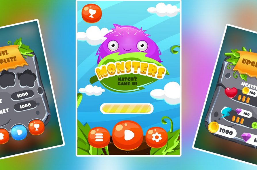 craftpix_net's tweet image. Match 3 GUI #GUI #gameinterface 100% Vector : goo.gl/uVcD5g #craftpix #gamedev #gameassets