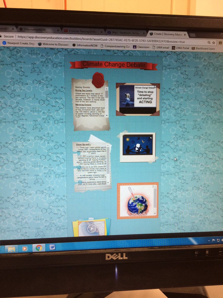 MrJCrank's tweet photo. My students are using Board Builders from @DiscoveryEd to present information they found on climate change #getstudentsengaged #techinschool https://t.co/1vY26MWsgv