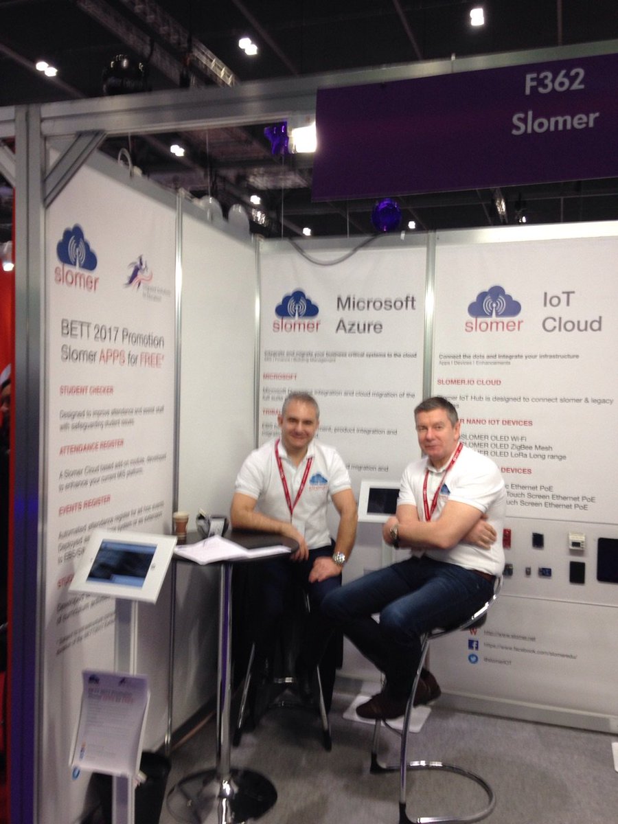 RBXSystems's tweet photo. #slomer at #bett2017 stand F362. #IOT #bettchat https://t.co/aMBnr6Bh62