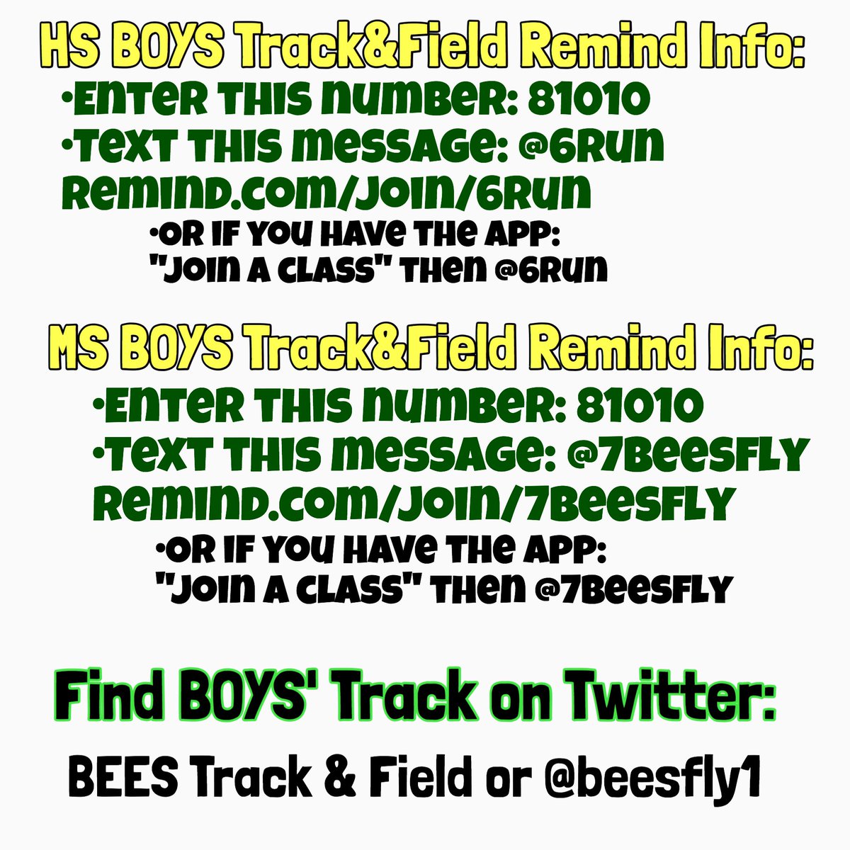 AISDBeeBoosters's tweet photo. SEE INFO PICS BELOW re: #AHSBeeTrack #AMSBeeTrack #BoysTrackandField #FlyBeesFly https://t.co/Ic3PRYe8bn