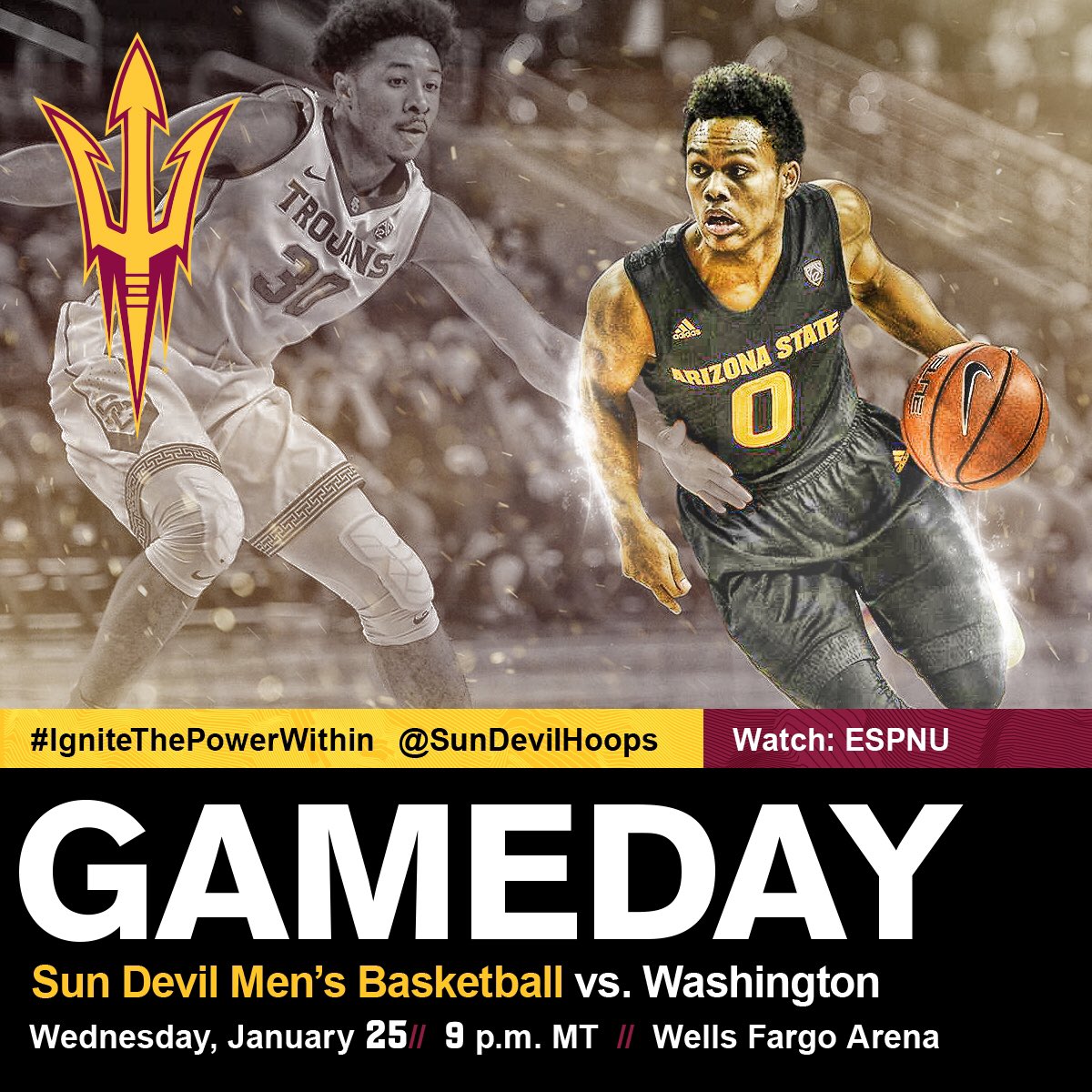 SunDevilHoops's tweet photo. GAMEDAY!! 😈
🏀@UW_MBB
⏰9 pm MT
📍Wells Fargo Arena
📺ESPNU
📻98.7 FM
#IgniteThePowerWithin https://t.co/Lc6Uo0t0jB