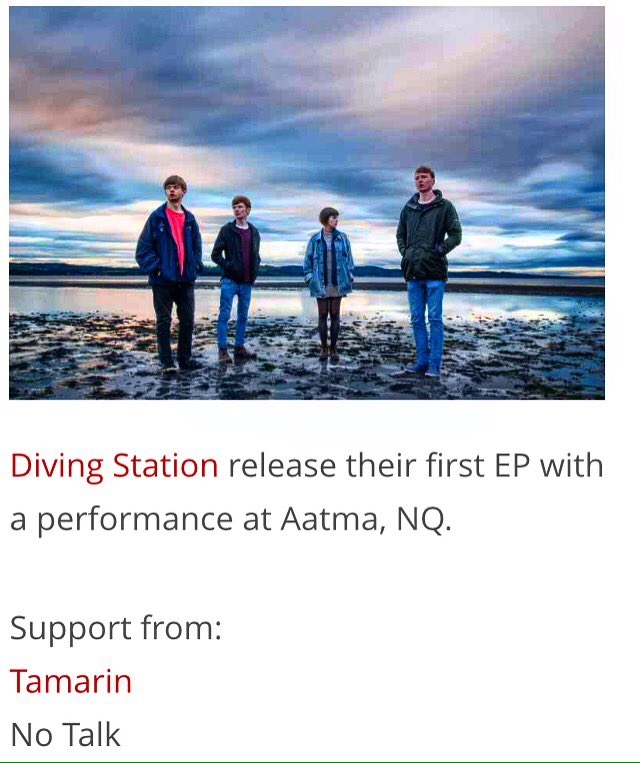 We're supporting <a href="/diving_station/">Diving Station</a> tomorrow night at 8.30pm at <a href="/AatmaVenue/">Aatma</a> in the NQ! Come along, tickets are £4 online &amp; OTD! 💙 #NoTalk x