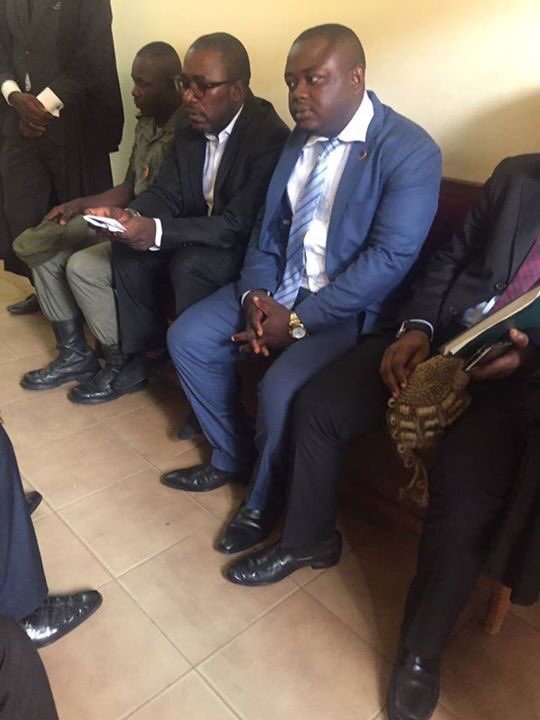 AlbertNchinda's tweet photo. Barrister Agbor Nkongho, the Anglophone Civil Society Consortium leader, at the #Yaounde Military Tribunal today.
#Bamenda #Buea #Cameroon https://t.co/U1Qn0LHQ3h